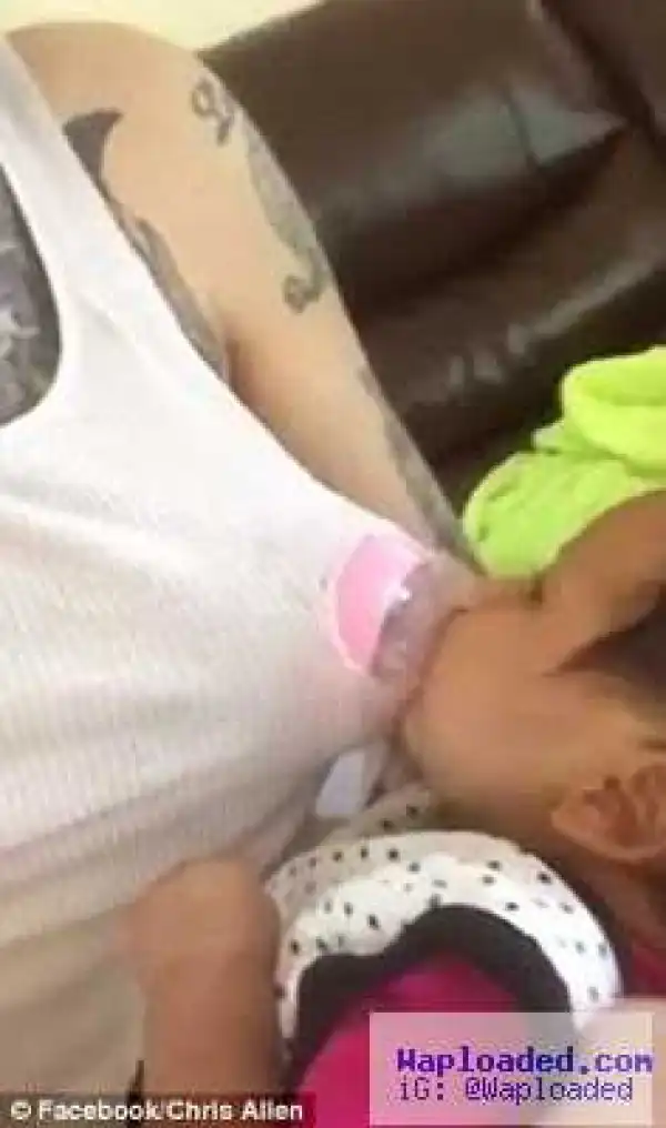 Photos: Man stylishly breastfeeds Daughter as Fiancée returns work